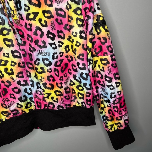 Abbey Dawn x Avril Lavigne Rainbow Leopard Full Zip Bomber x 2000s Scene Y2K - Picture 9 of 11